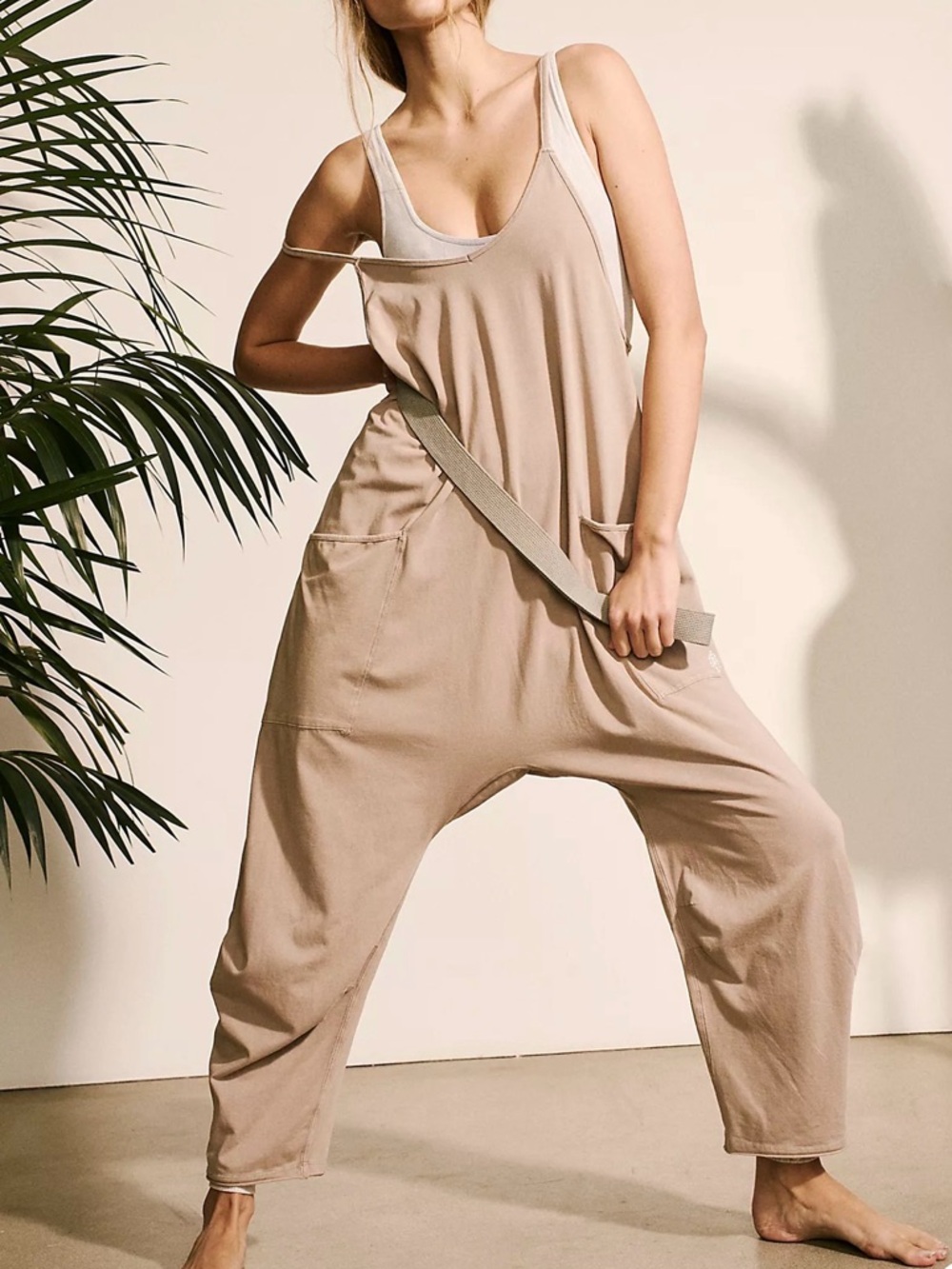 FP Movement by Free People hot shot Jumpsuit in mocha latte oversize small